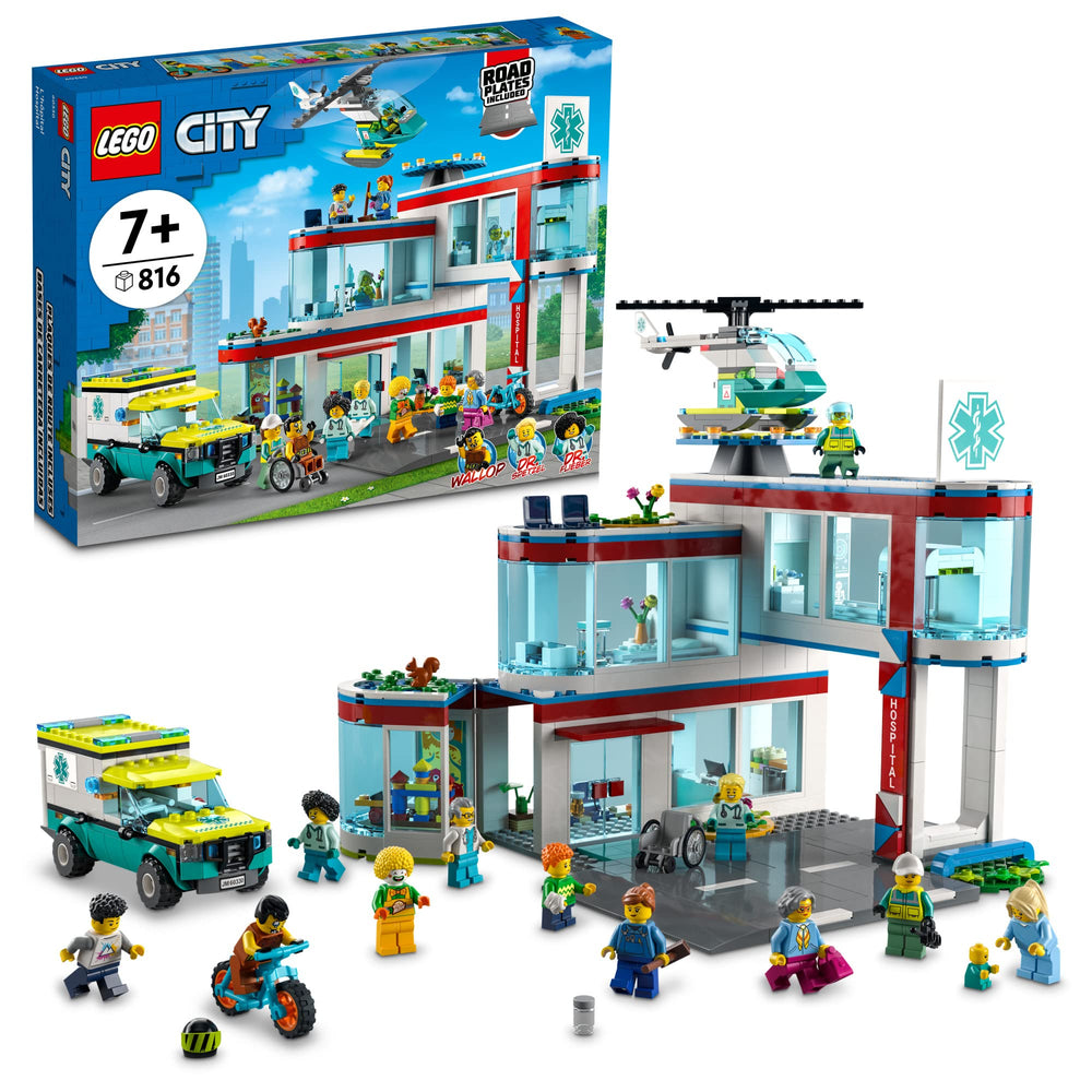 LEGO City Hospital 60330 front desk area inspires imaginative care play.