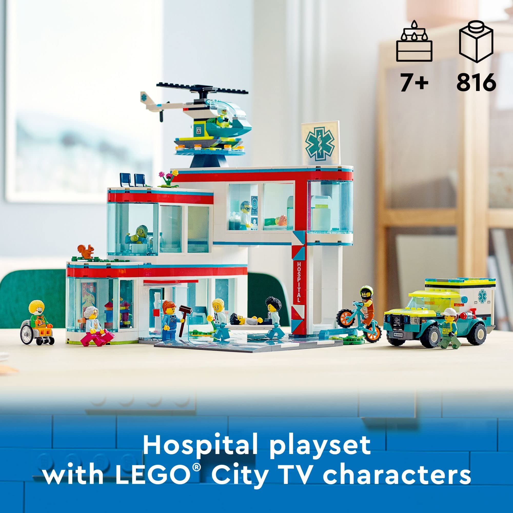 LEGO City Hospital maternity ward encourages family-centered pretend scenarios.