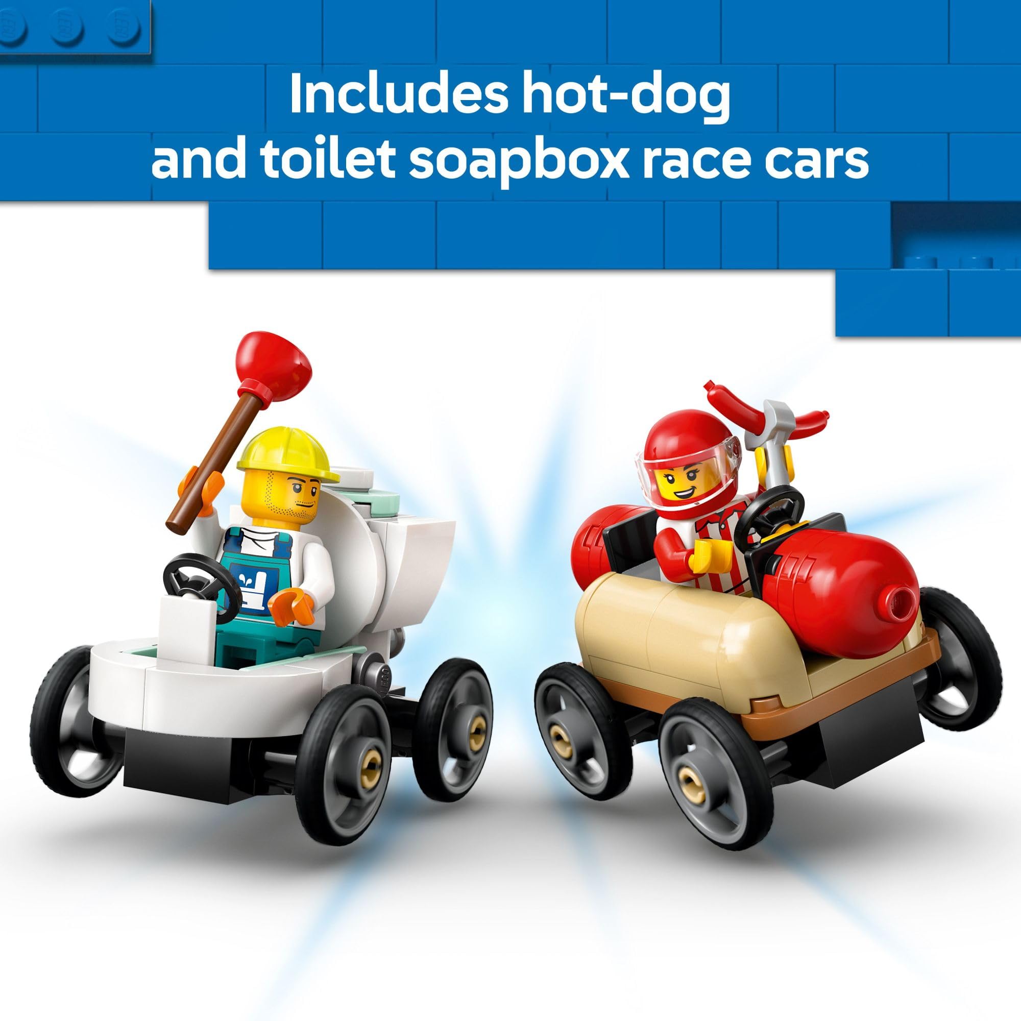 LEGO City hot-dog vendor minifigure adds playful storytelling moments.