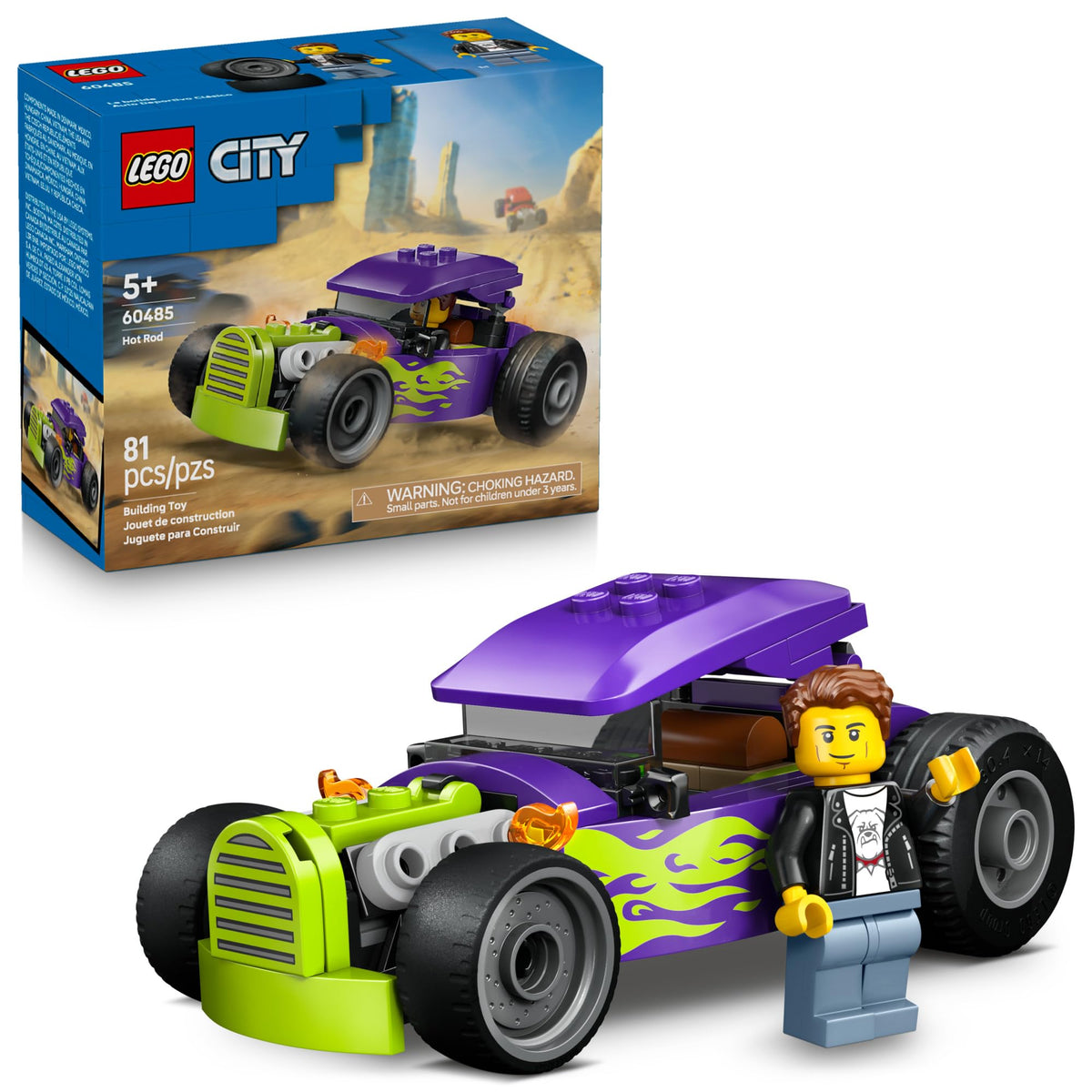 LEGO City Hot Rod race car assembly view; beginner-friendly build and play