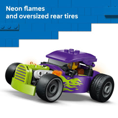 LEGO City Hot Rod rear tires detail; sturdy traction for pretend drag races