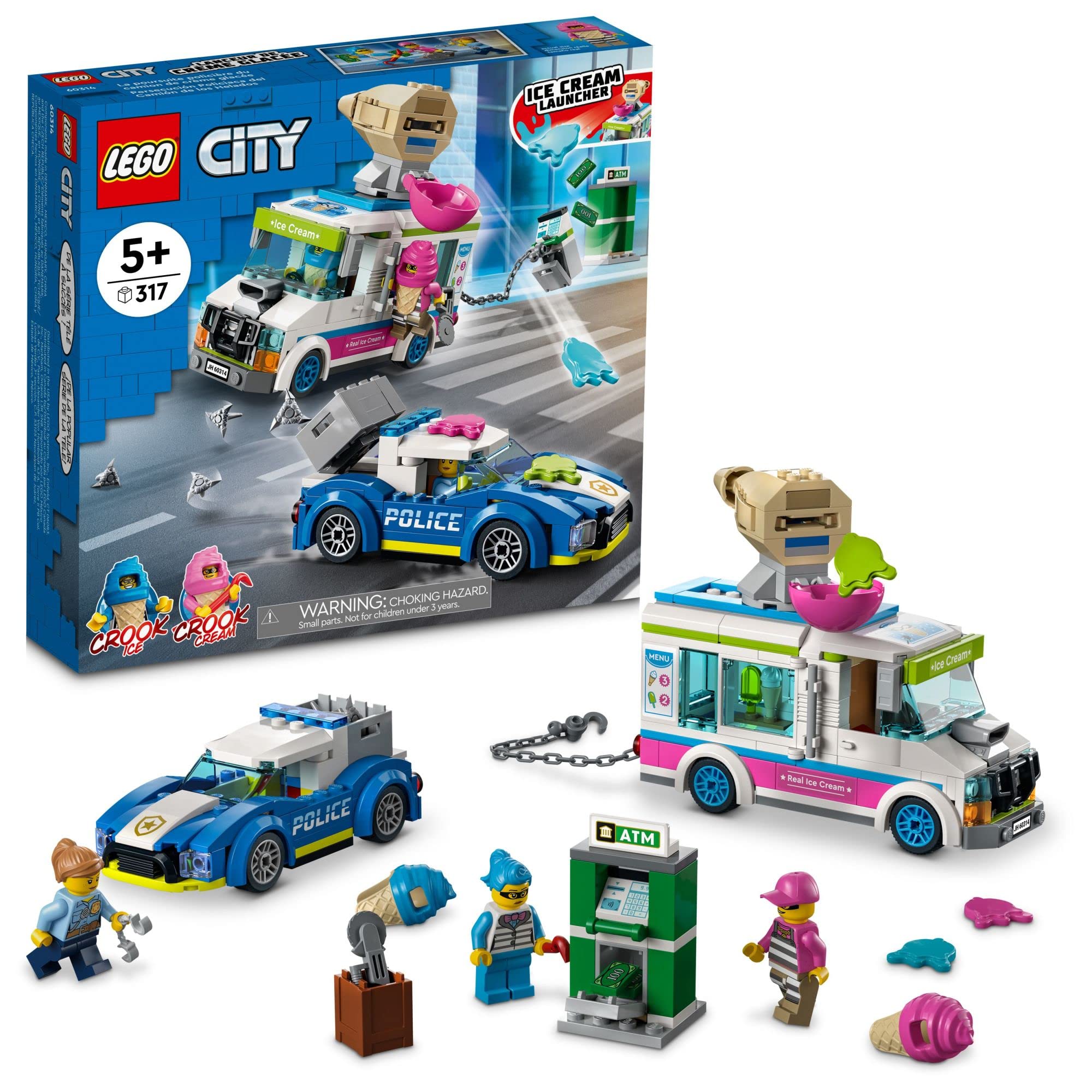 LEGO City ice-cream truck and police chase minifigs inspire imaginative role-play adventures.