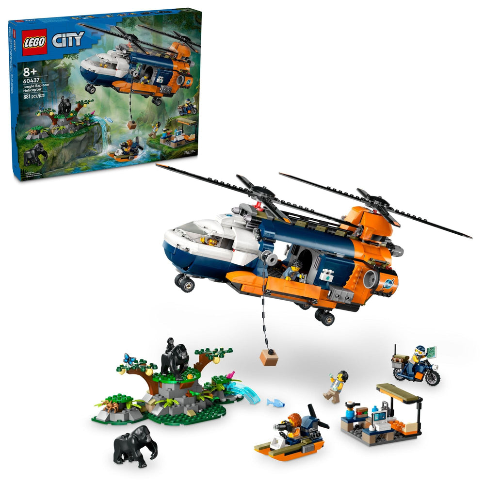 LEGO City Jungle Explorer Helicopter with twin rotors for dynamic aerial play