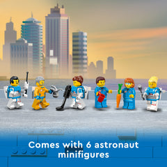 LEGO City Lunar Research Base astronaut minifigures enable crew storytelling and mission simulations.