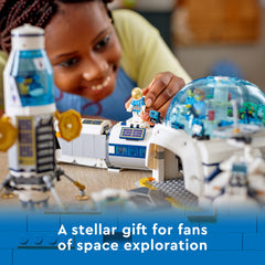 LEGO City Lunar Research Base docking tunnel connects modules for interstellar-style builds.