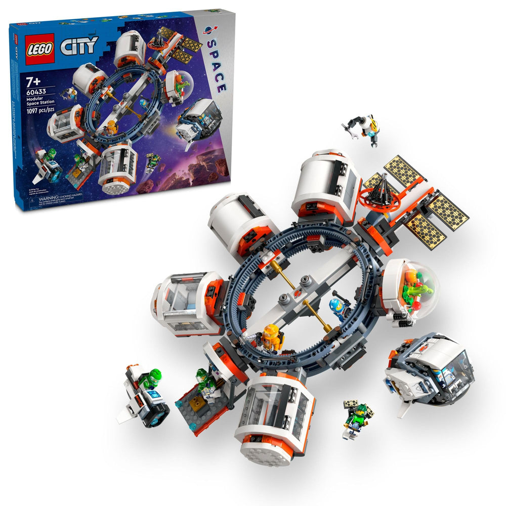 LEGO City Modular Space Station model highlights docking hub for imaginative space adventures.