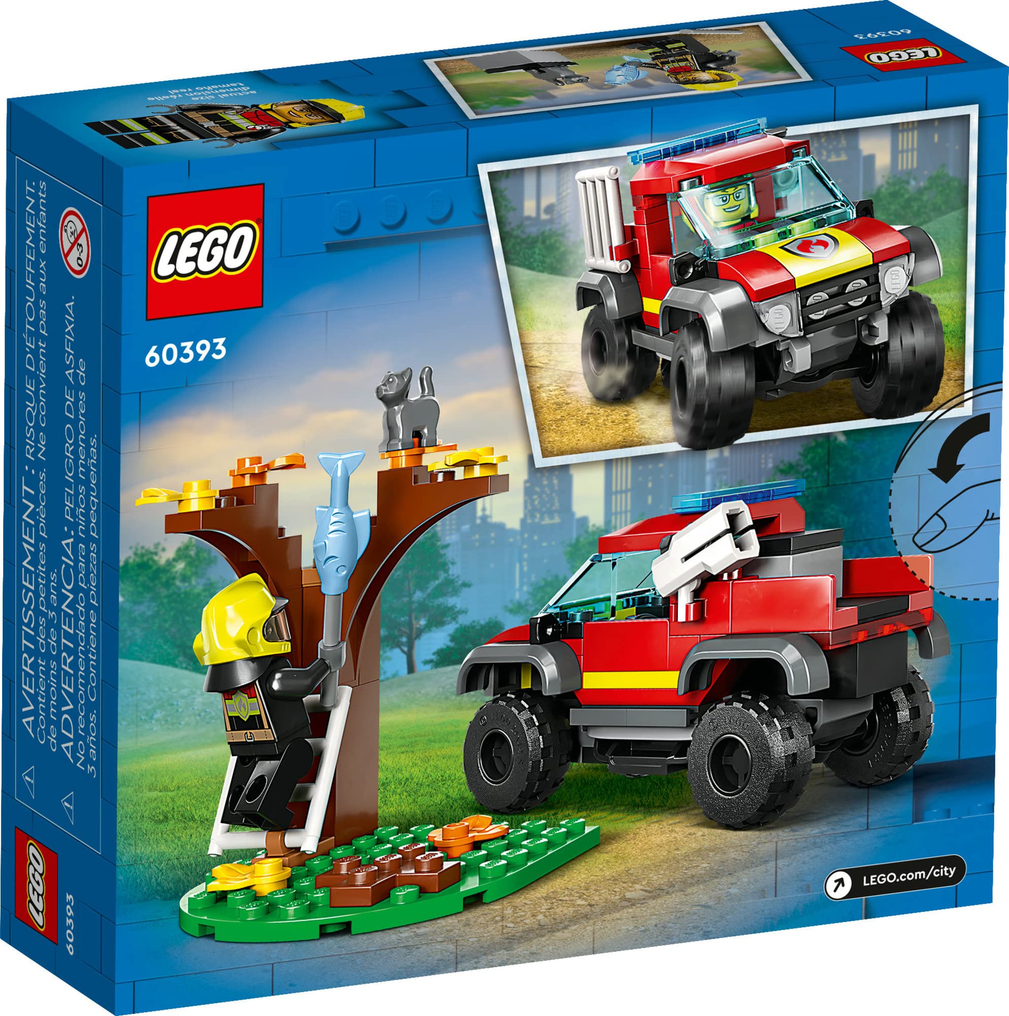 LEGO City 60393 fosters imaginative firefighting play with a 4x4 off-road build.