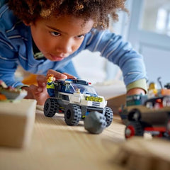 LEGO City Off-Road Police Chase Quad Bike boosts fast-moving chase play.
