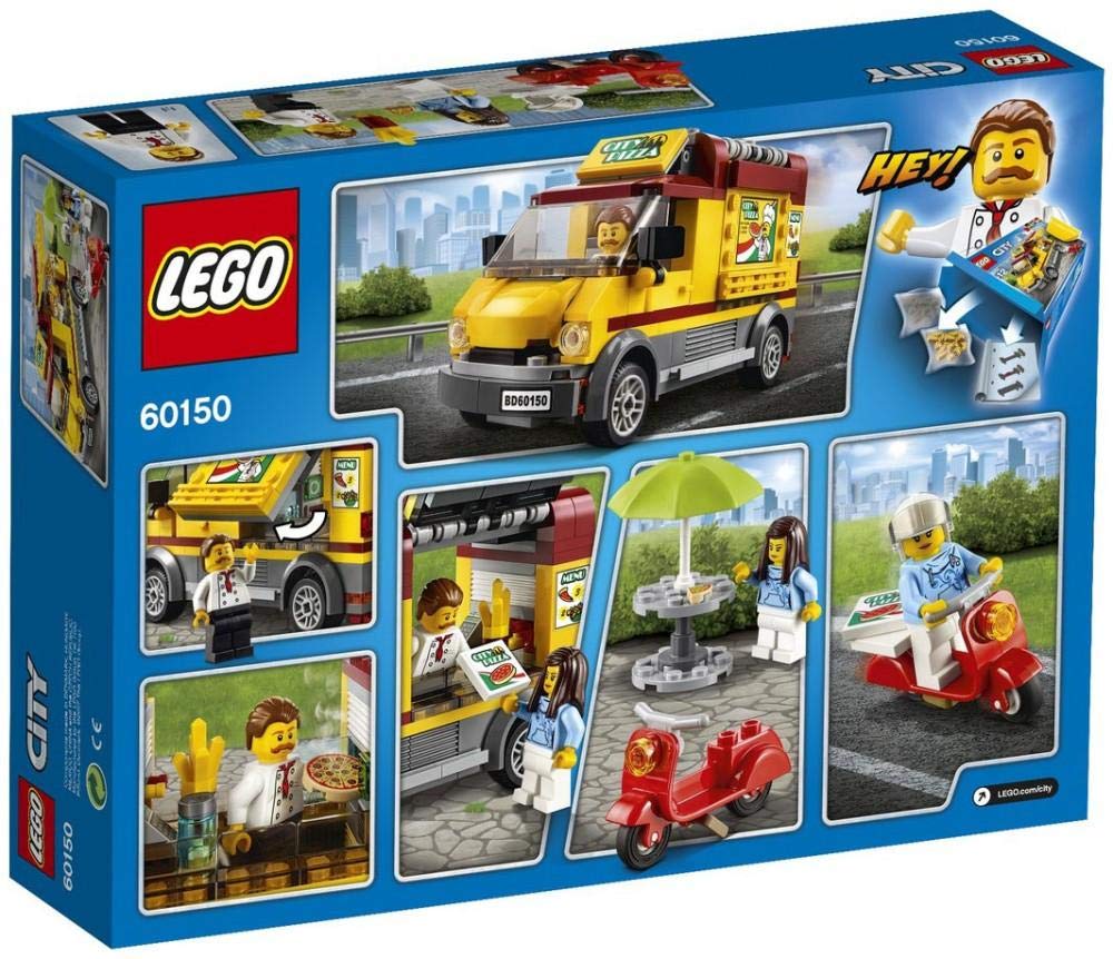 LEGO City Pizza Van 60150 scooter-behind-seat offers compact storage for accessories.
