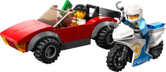 LEGO City Police Bike Chase red race car getaway for fast-paced play