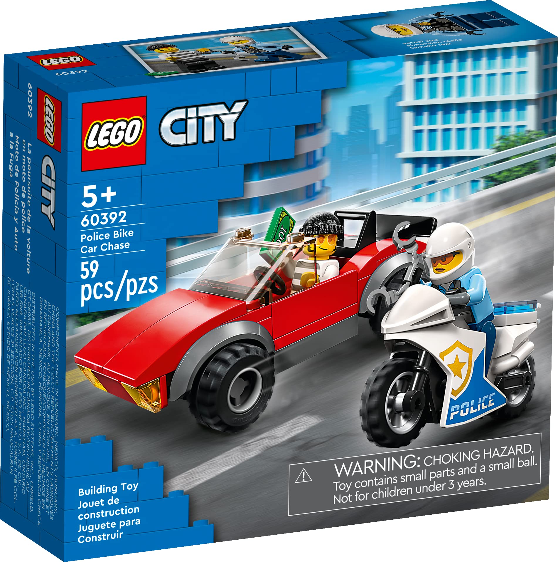 LEGO City Police Bike Chase officer minifigure ready for action