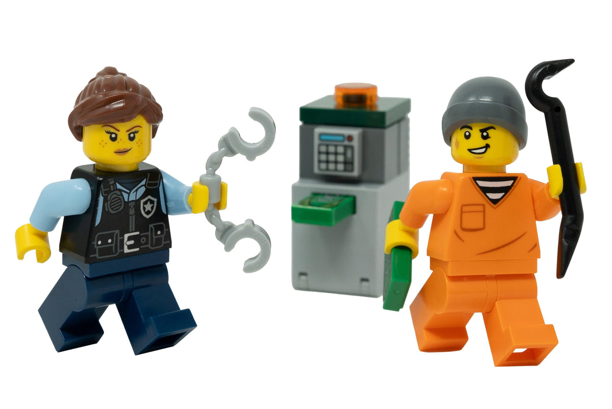 LEGO City police cop minifig in action, ideal for imaginative play.