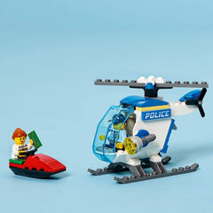 LEGO City Police Helicopter 60275 water-scooter-banknotes setup for scene-building play