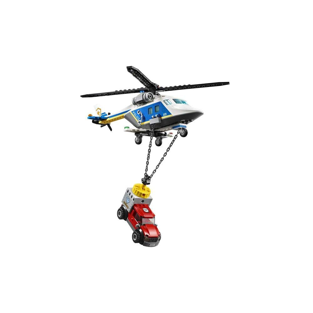 LEGO City Police Helicopter Chase getaway truck in motion with magnet lift feature.