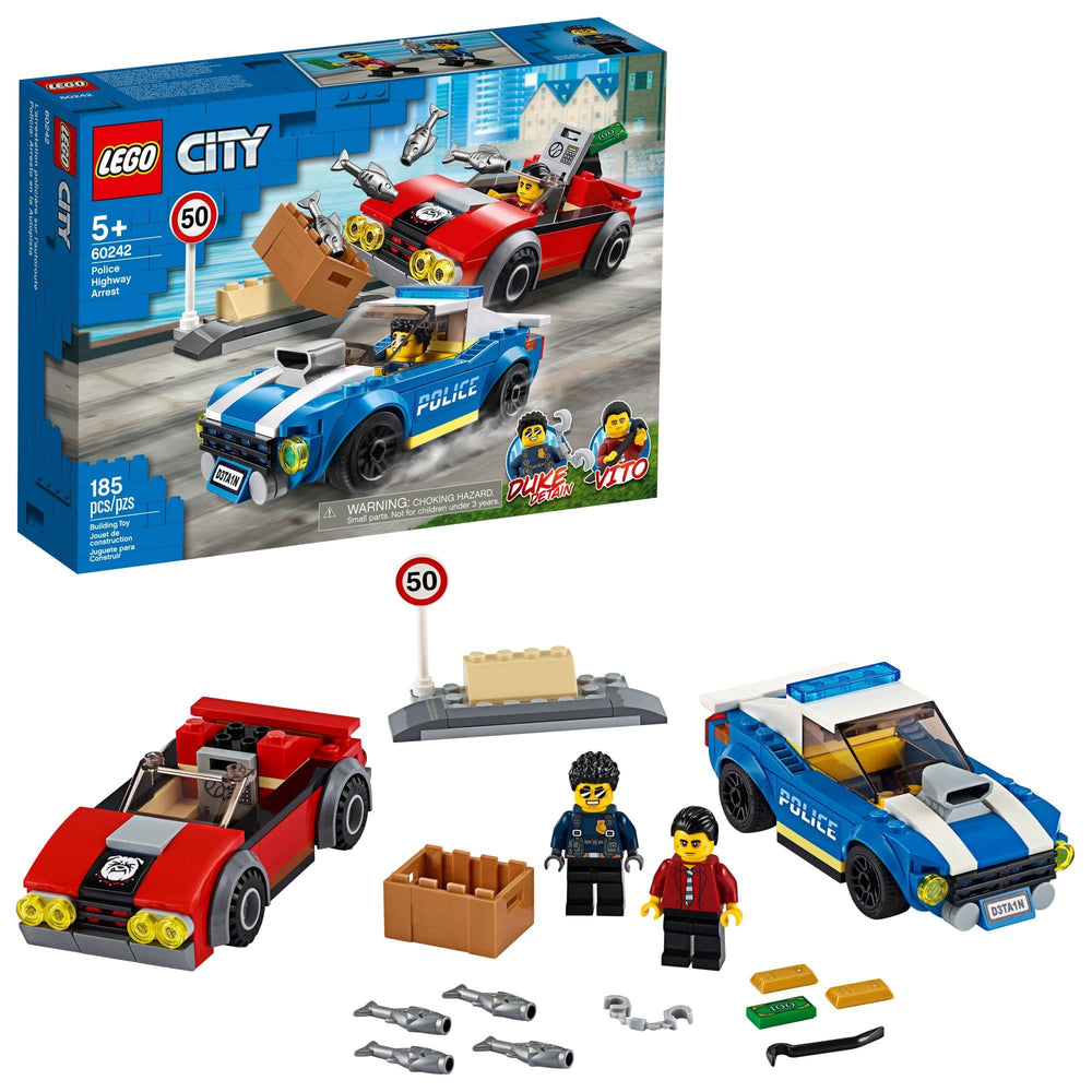 LEGO City Police Highway Arrest: Duke DeTain and Vito minifigs for action-packed role-play.