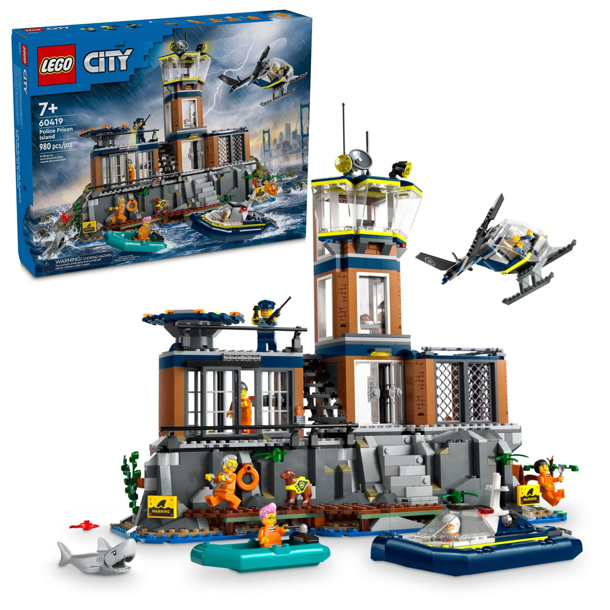 LEGO City Police Prison Island assembly highlights the rugged cliff and play-ready layout for imaginative stories.