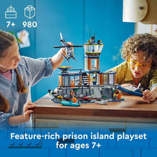 LEGO City Police Prison Island minifigs enable action-packed role play with police and prisoners.