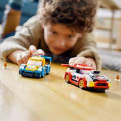 LEGO City Racing Cars 60256 minifigures with helmets for action-packed scenarios.
