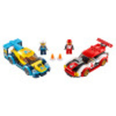 LEGO City Racing Cars 60256 yellow race car side view with vibrant detailing.