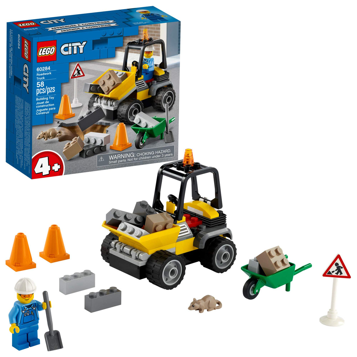 LEGO City Roadwork Truck 60284 front-end loader for imaginative play