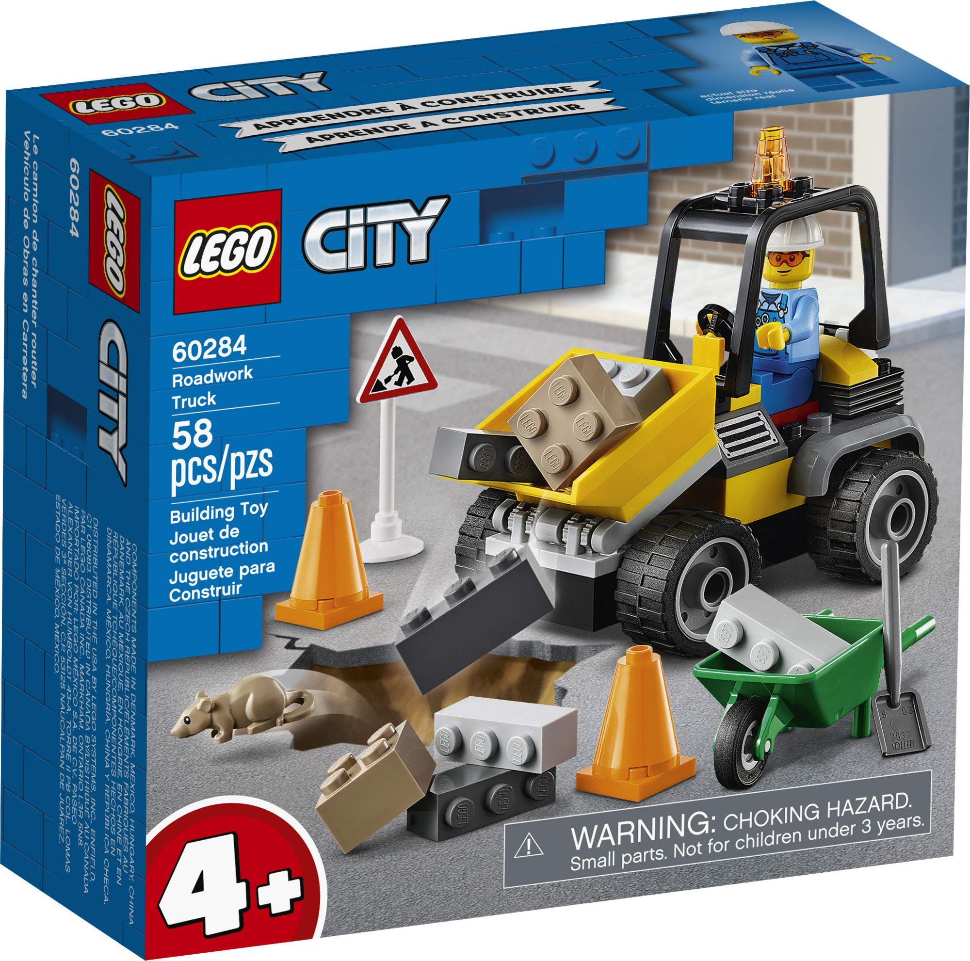 LEGO City Roadwork Truck 60284 roadworks sign for pretend safety