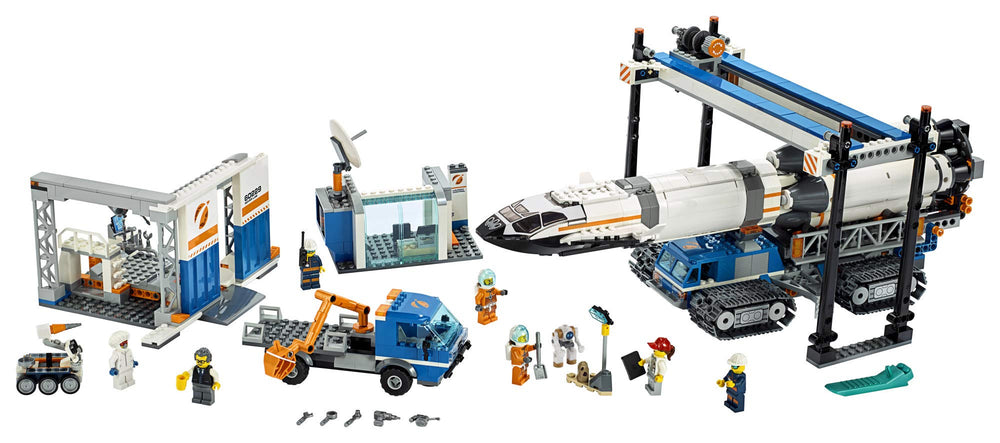 LEGO City Rocket Assembly crawler vehicle transports components around the launch site