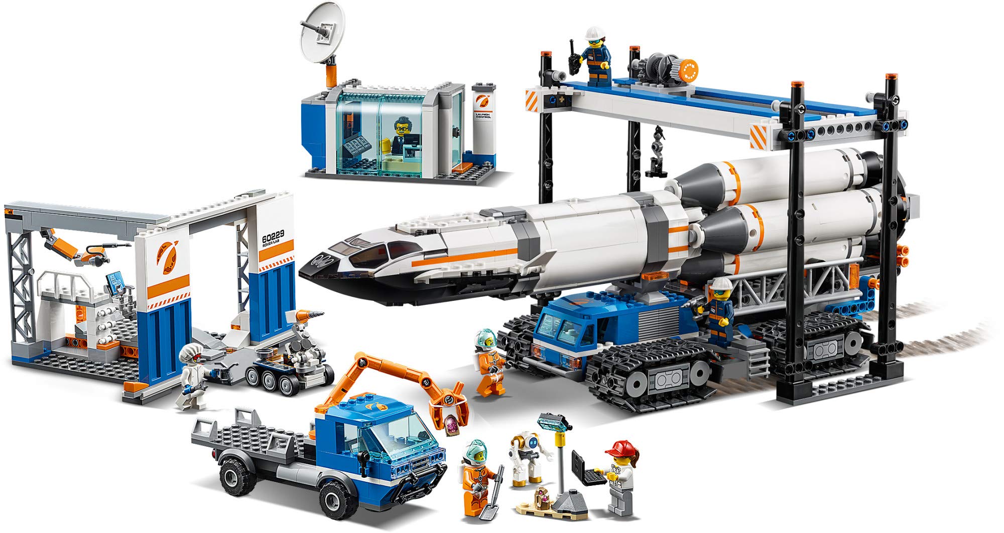 LEGO City Rocket Assembly rover lab with rotating arm boosts scientific storytelling