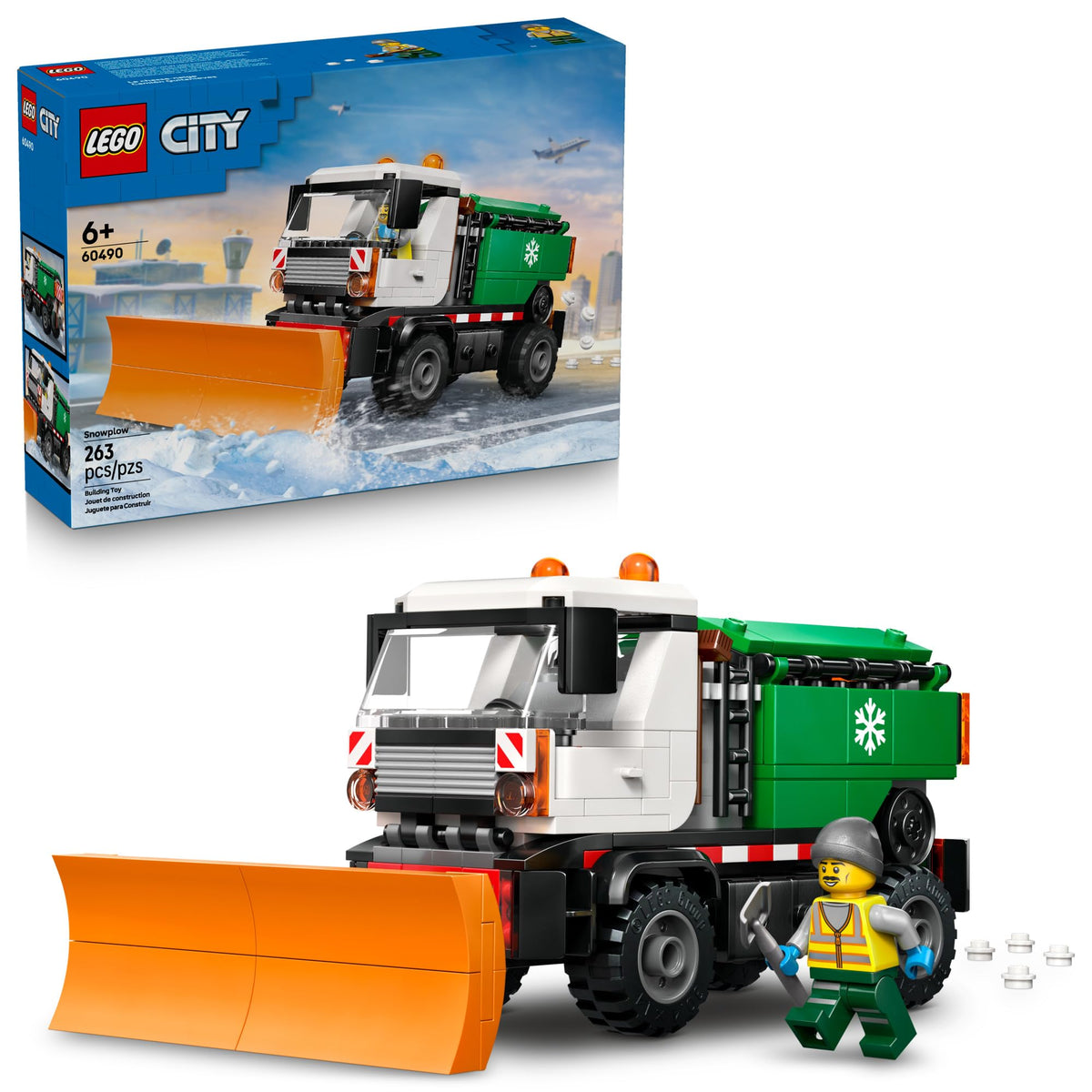 LEGO City Snowplow Truck front plow ready for winter clearing play.
