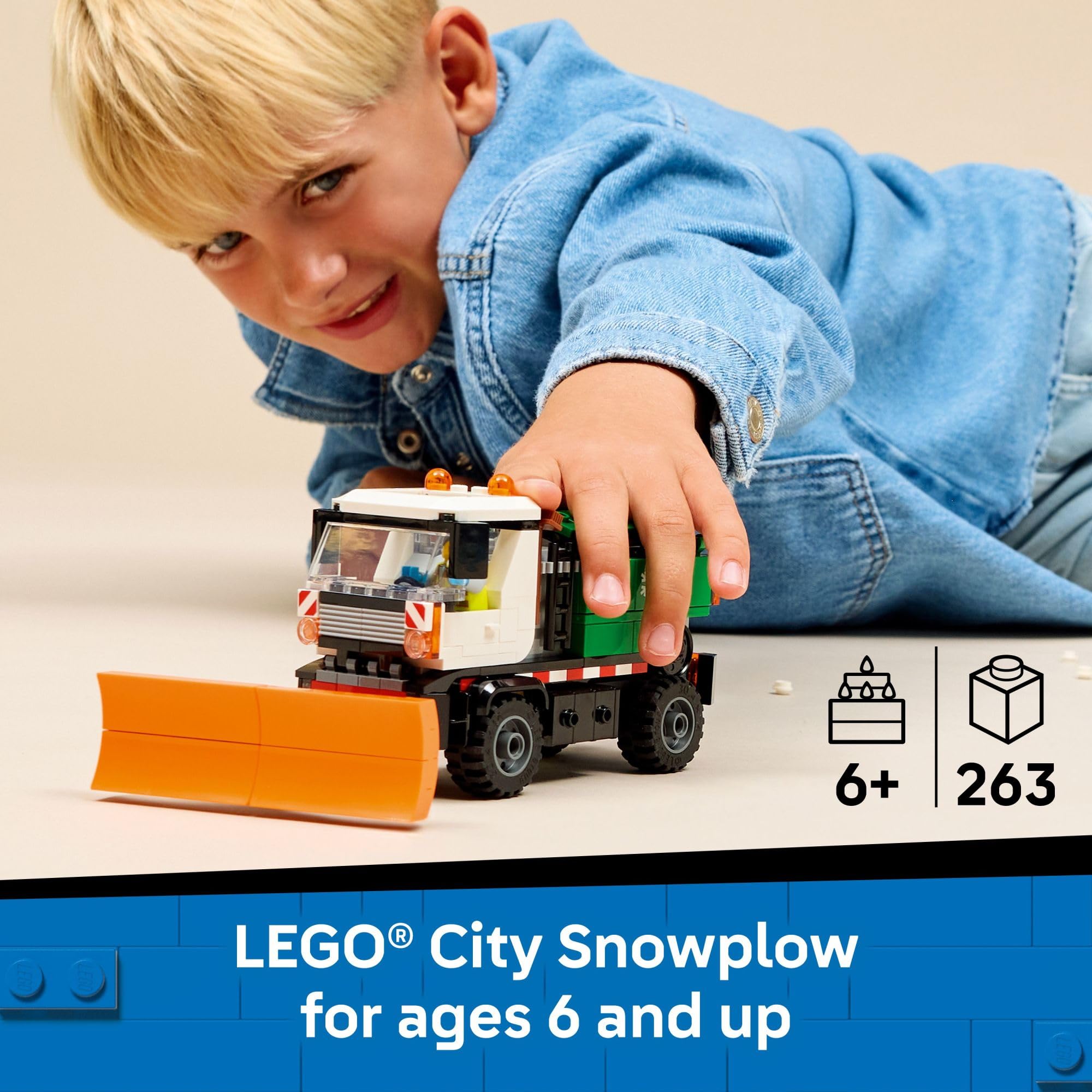 LEGO City Snowplow Truck salt hopper for pretend spreading.