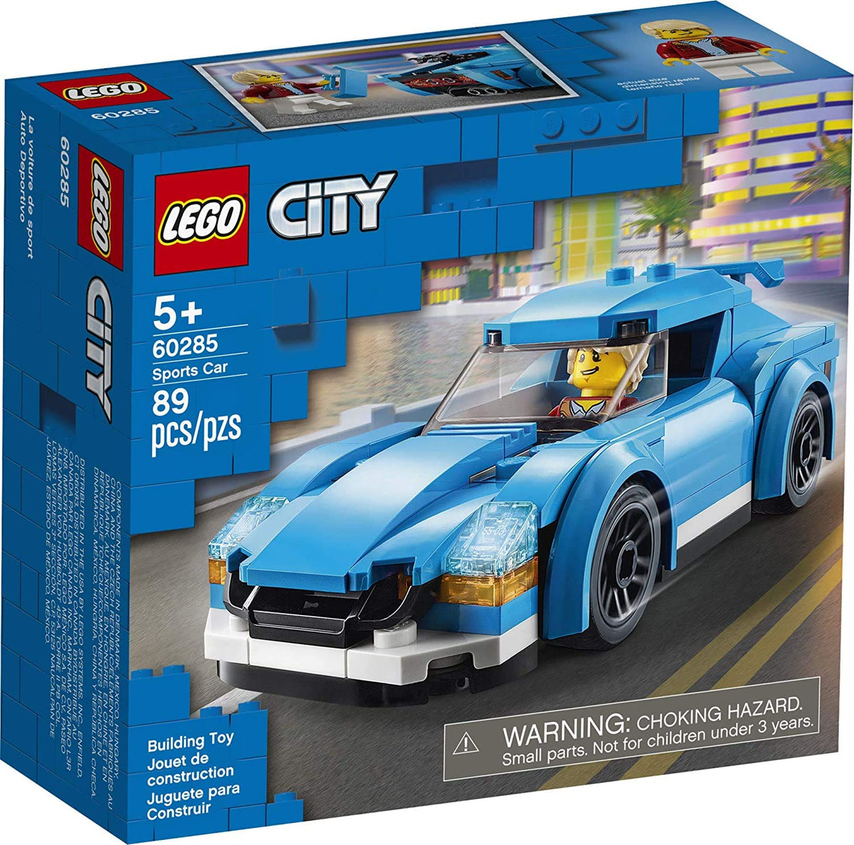 LEGO City Sports Car 60285 front view highlighting sleek design for imaginative play.