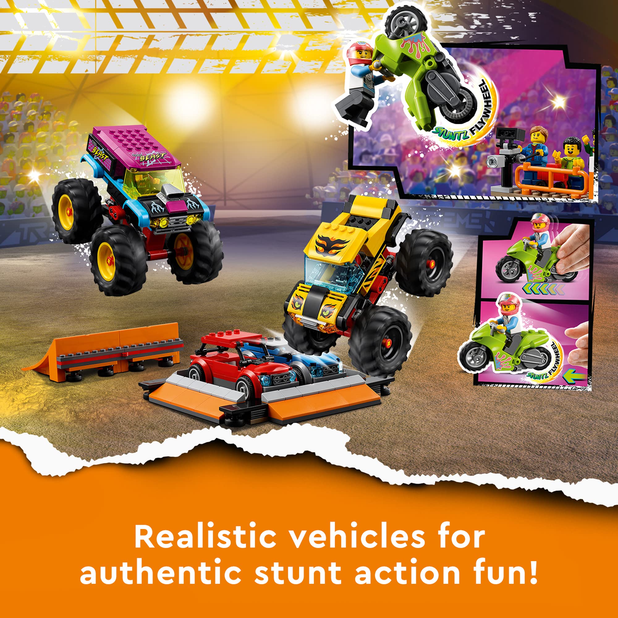 LEGO ring of fire element adding thrill during spectacular stunt sequences