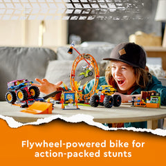 LEGO flywheel stunt bike highlighting smooth launches for exciting tricks