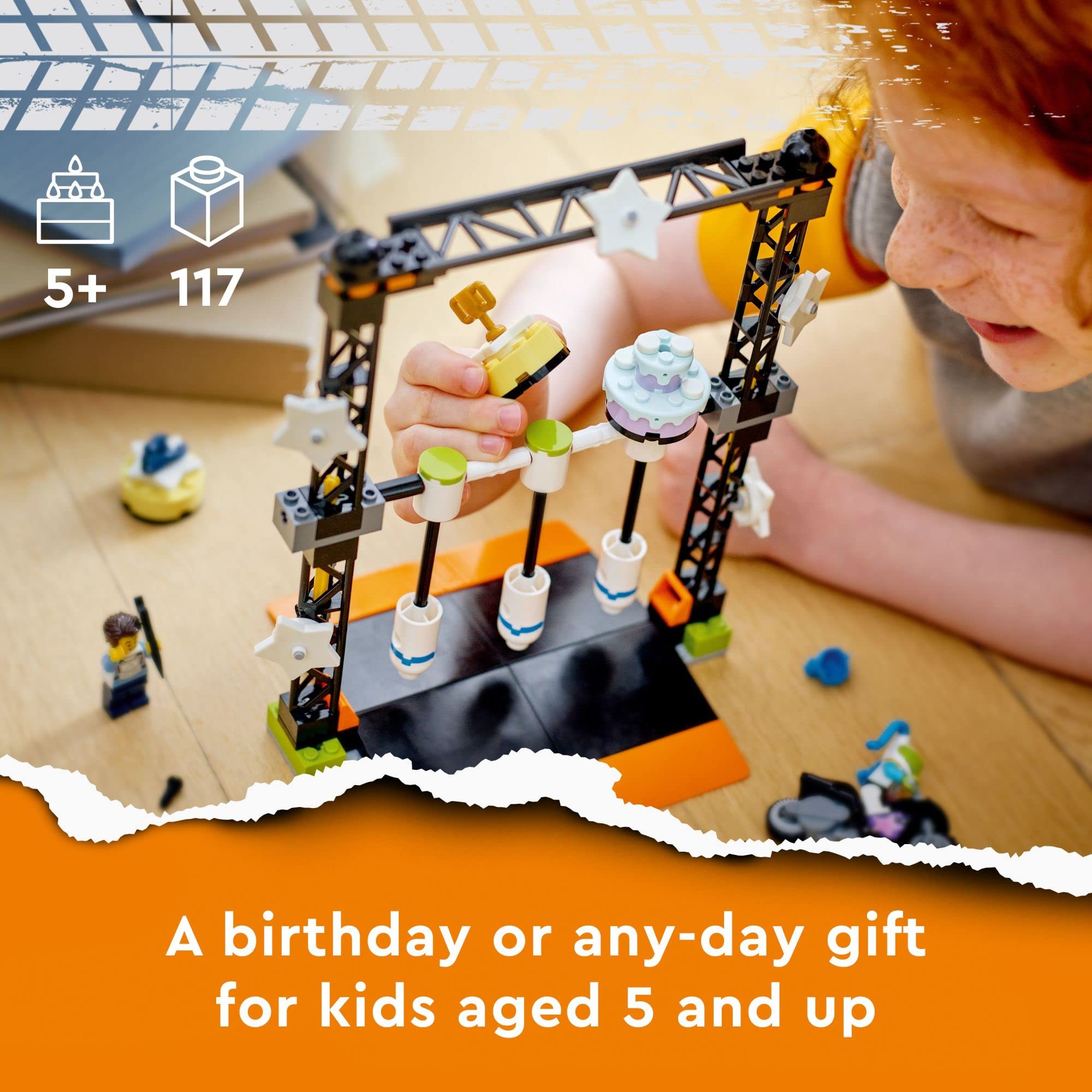 LEGO City Stuntz accessories like microphone and screwdriver boost pretend play scenarios.