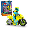 LEGO City Stuntz Cyber Stunt Bike front view shows compact build for quick play