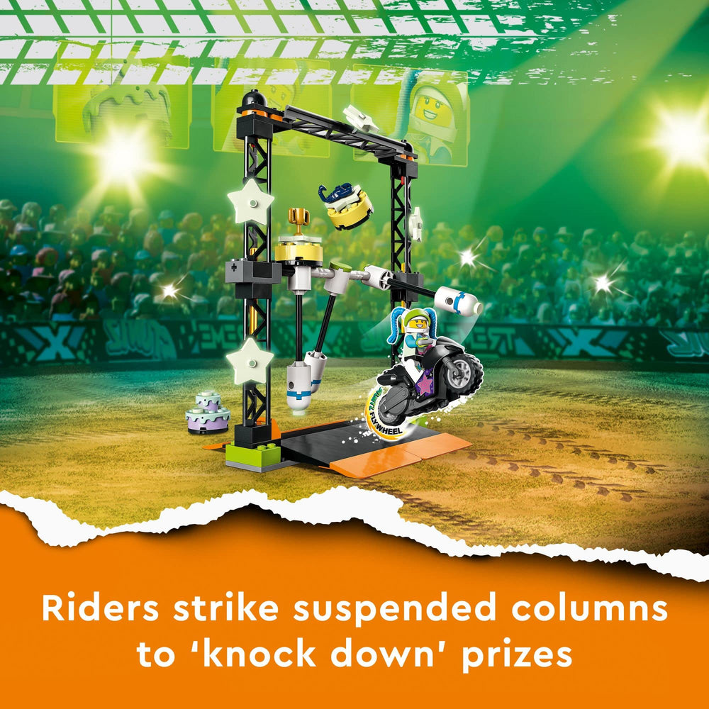 LEGO City Stuntz glow-in-the-dark stars enhance nighttime play visuals.
