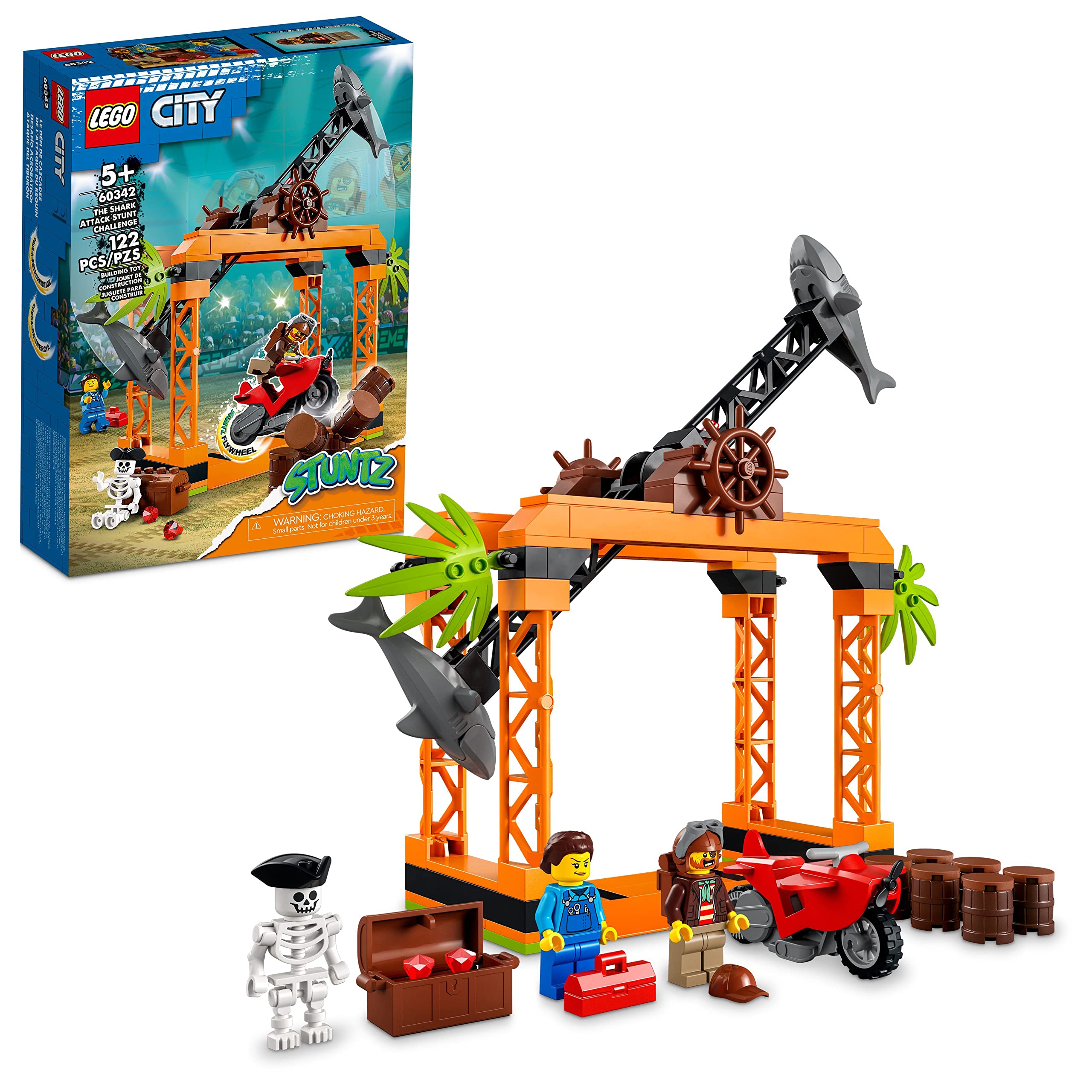 LEGO City Stuntz Shark Attack Stunt Challenge bike ready for action-packed playtime.