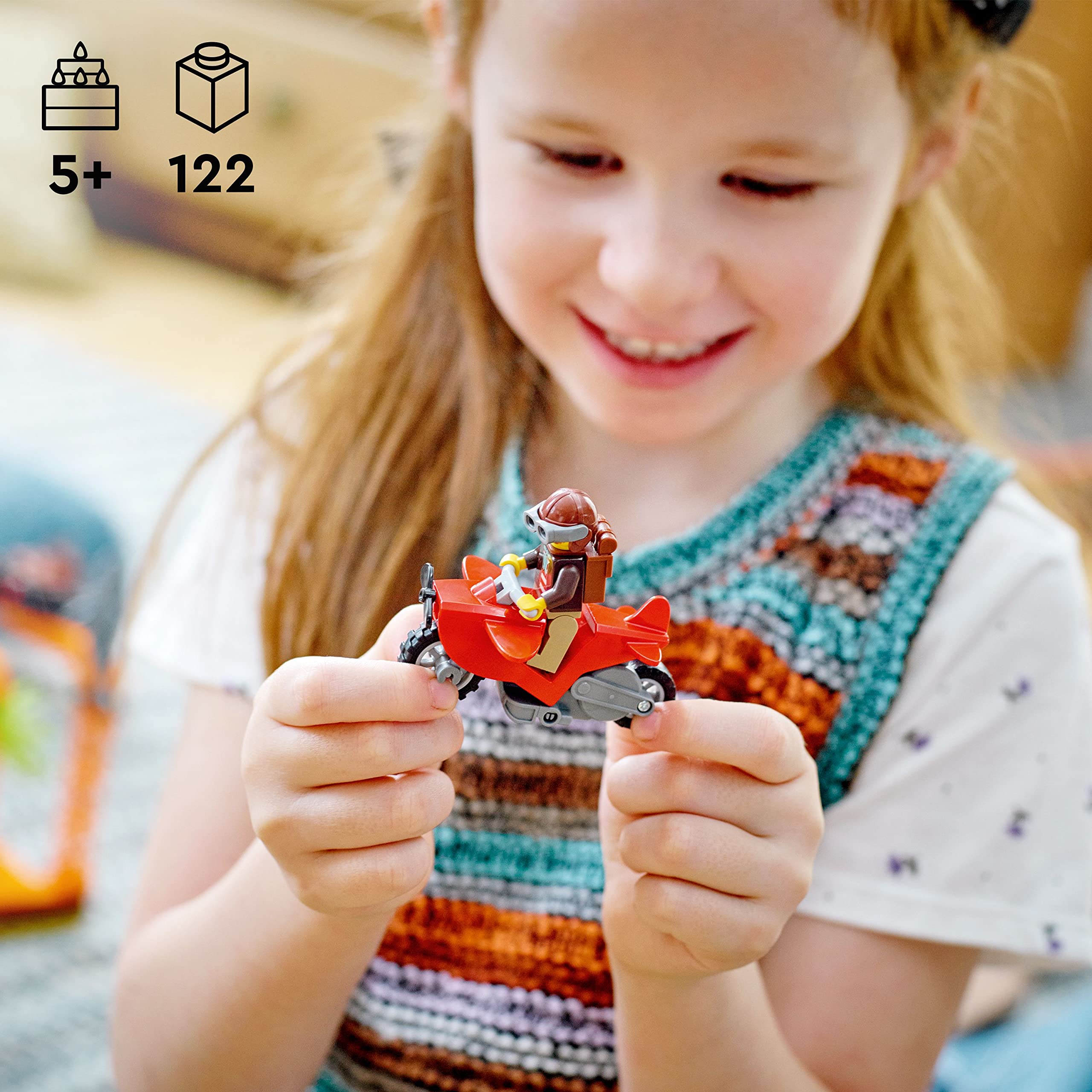 LEGO City Stuntz skeleton figure adds spooky flair to adventures.