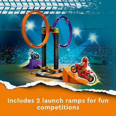 LEGO City Stuntz Spinning Stunt Challenge minifigures ready for stunt show