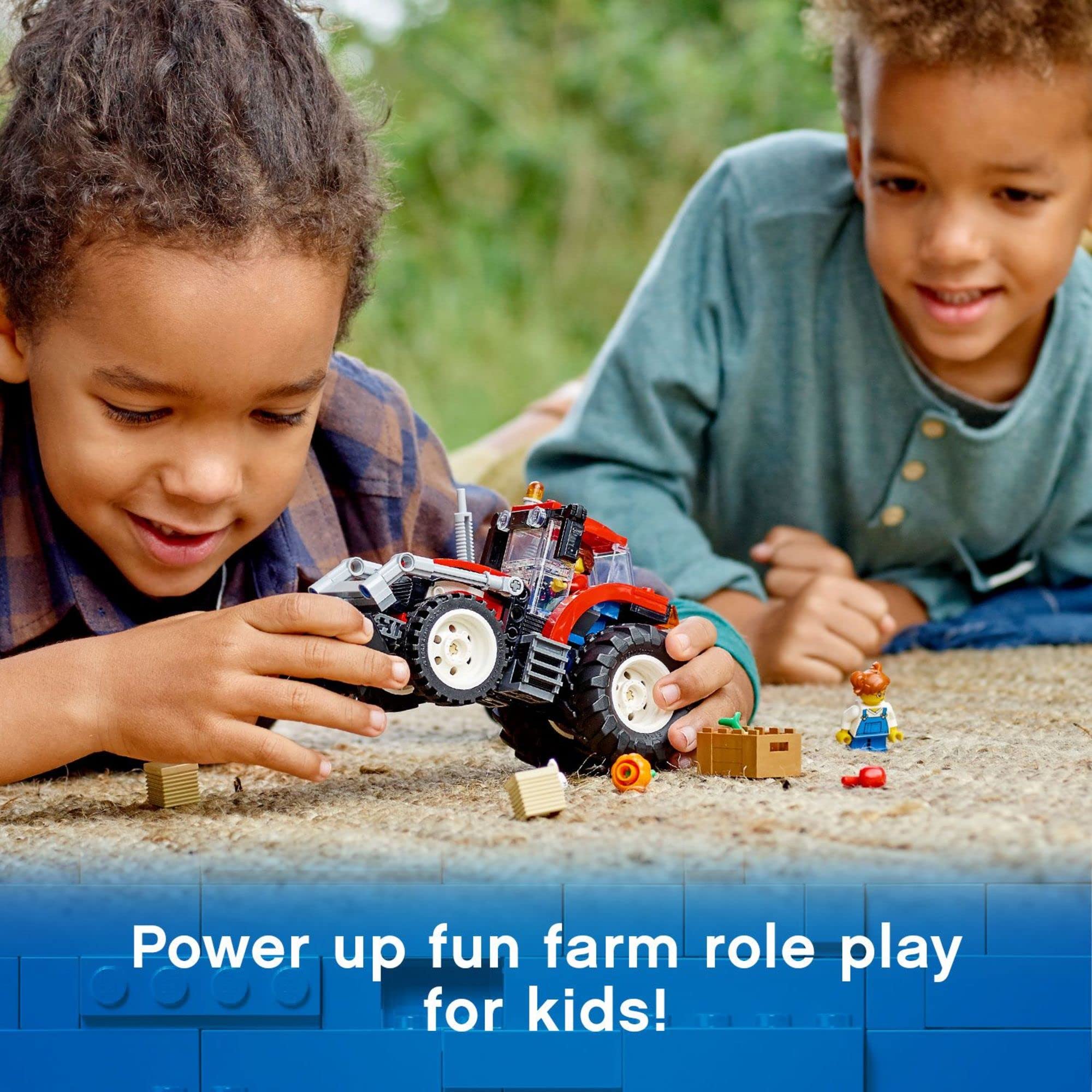 LEGO City tractor loader bucket enables easy loading and unloading.