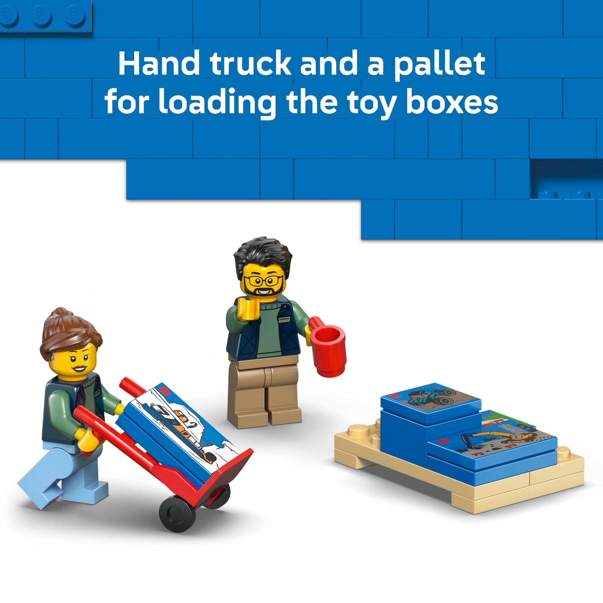 LEGO City van hood lifts to reveal engine bay for hands-on exploration.