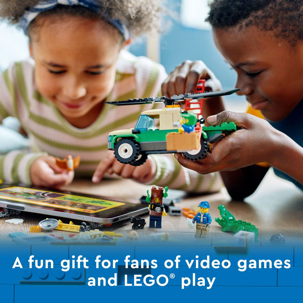 A collection of building bricks and accessories for rescue play