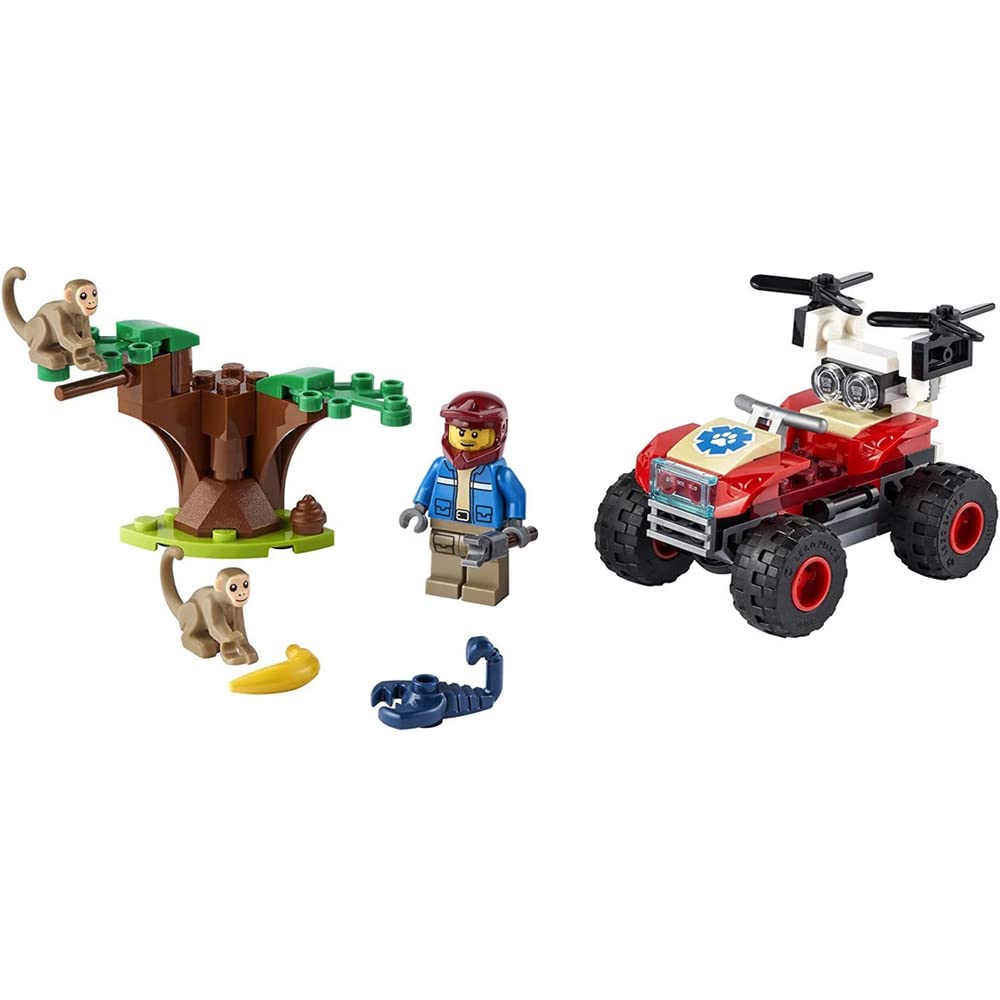 LEGO City Wildlife Rescue ATV 60300 action scene highlights drone and grabber tool for rescue play