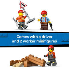 LEGO City yellow bulldozer construction sign enhances on-site safety cues
