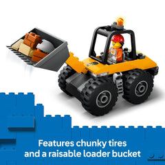 LEGO City Yellow Construction Wheel Loader with roadwork accessories supports role play