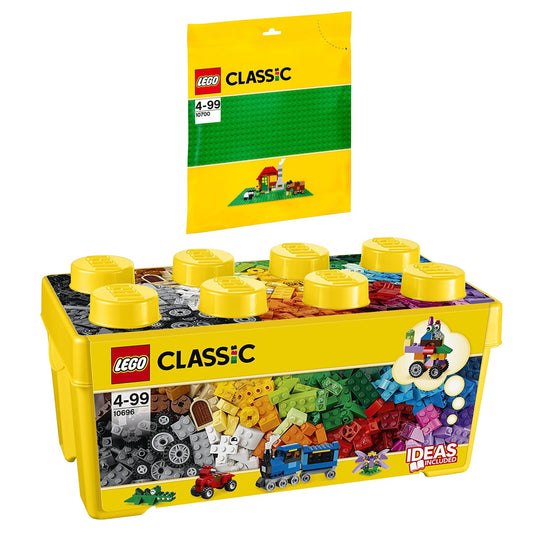 LEGO Classic box with bricks and base plate for imaginative building and easy storage