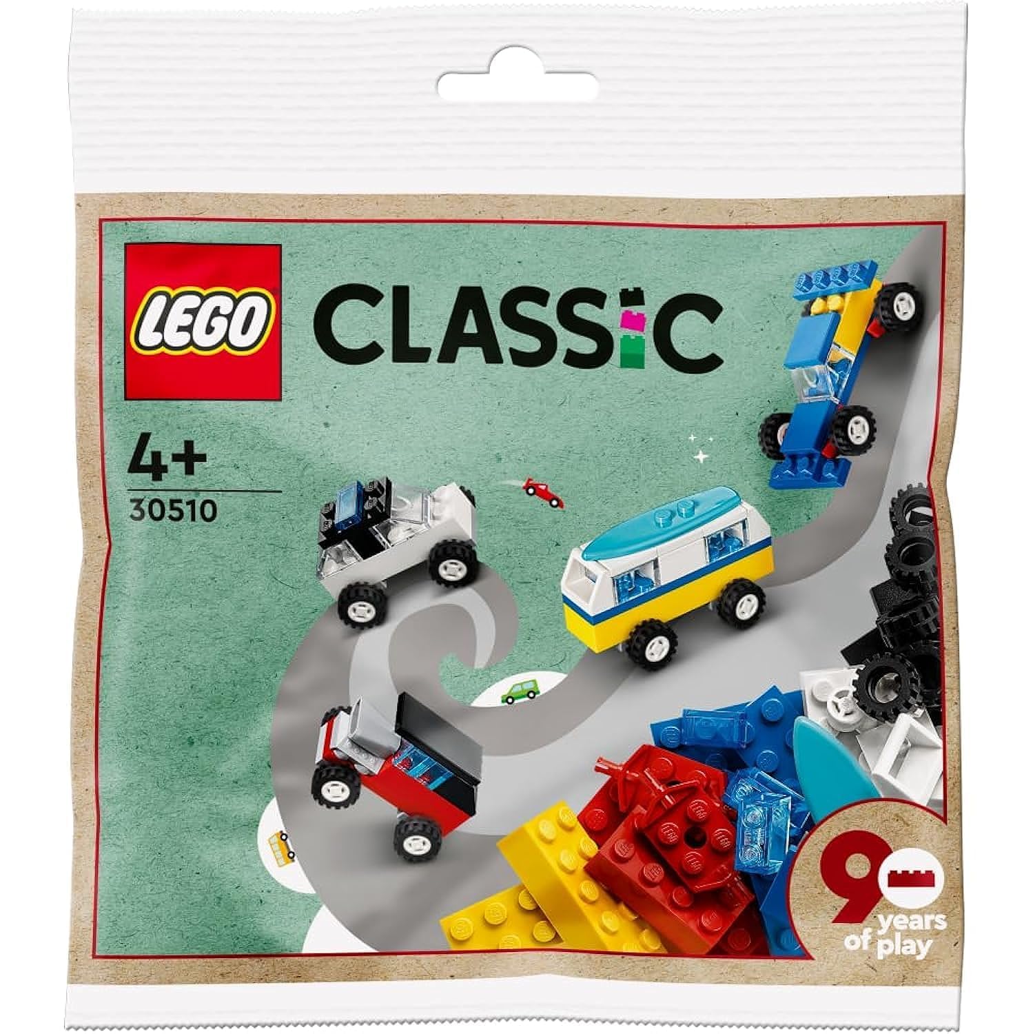 LEGO Classic 30510 iconic cars polybag with four mini cars sparks imaginative play.