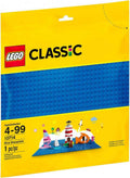 LEGO Classic Blue Baseplate 10714 front view shows a wide foundation for creative builds