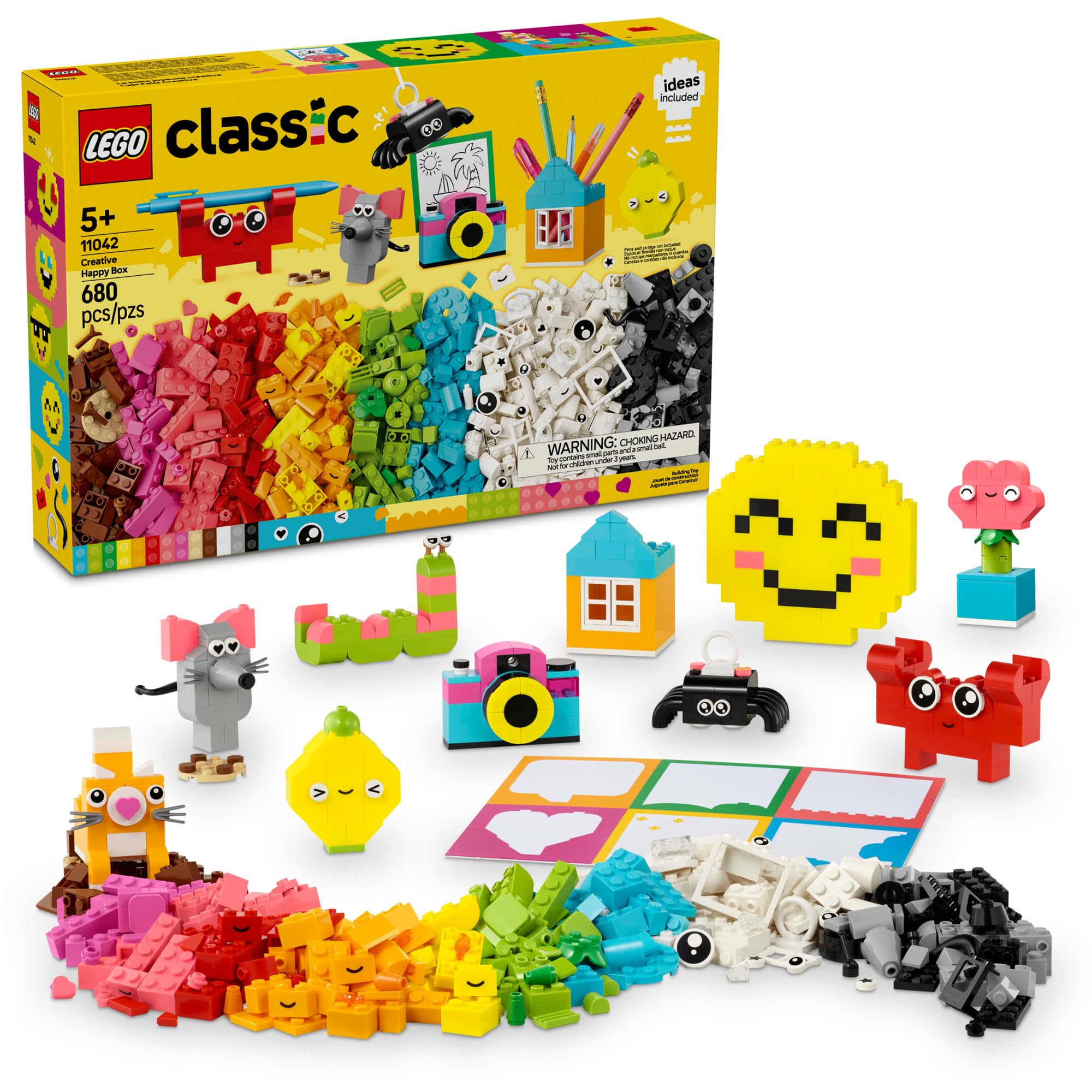 LEGO Classic Creative Happy Box colors: vibrant bricks spark imaginative play.