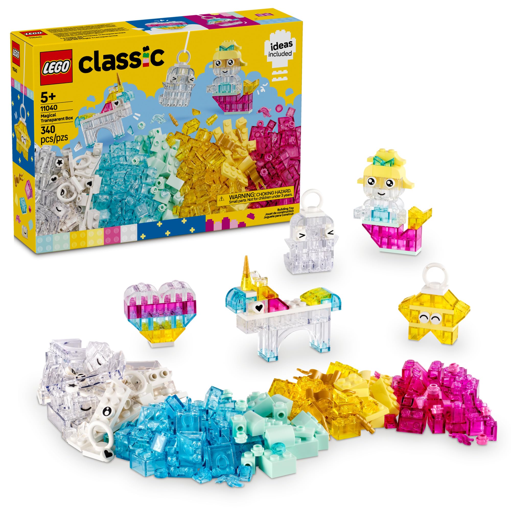 LEGO Classic Magical Transparent Box front view with colorful bricks for creative play