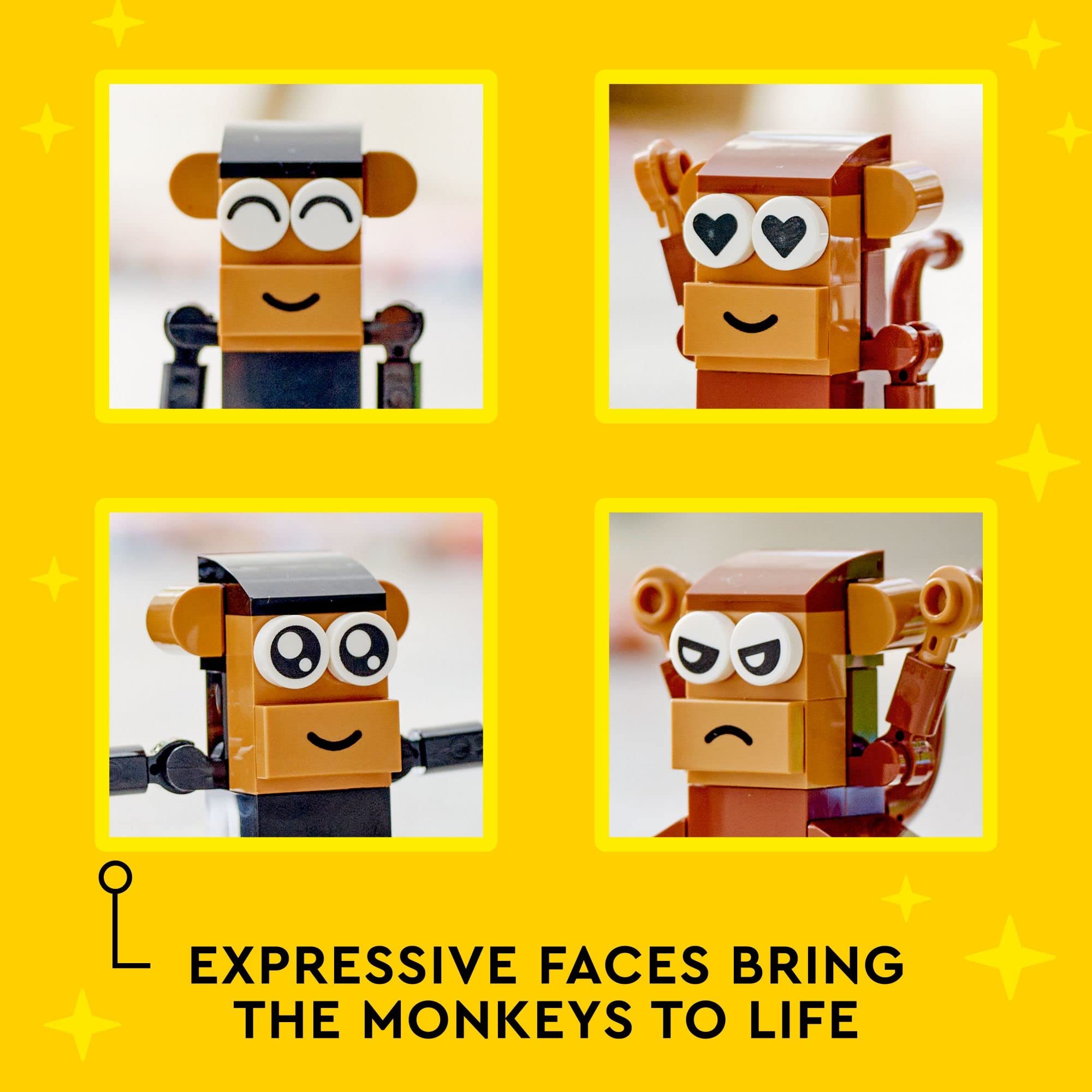 LEGO Classic Monkey Fun gripping tails enable dynamic jungle poses